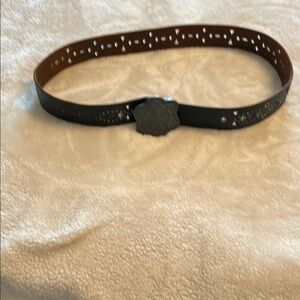Black Leather Belt with Silver Buckle